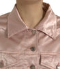 Dolce & Gabbana Pink Cotton Stretch Collared Cropped Jacket