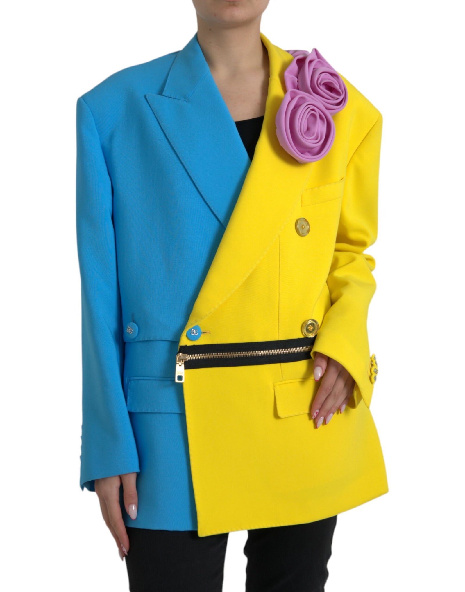 Dolce & Gabbana Multicolor Patchwork Floral Appliques Coat Jacket