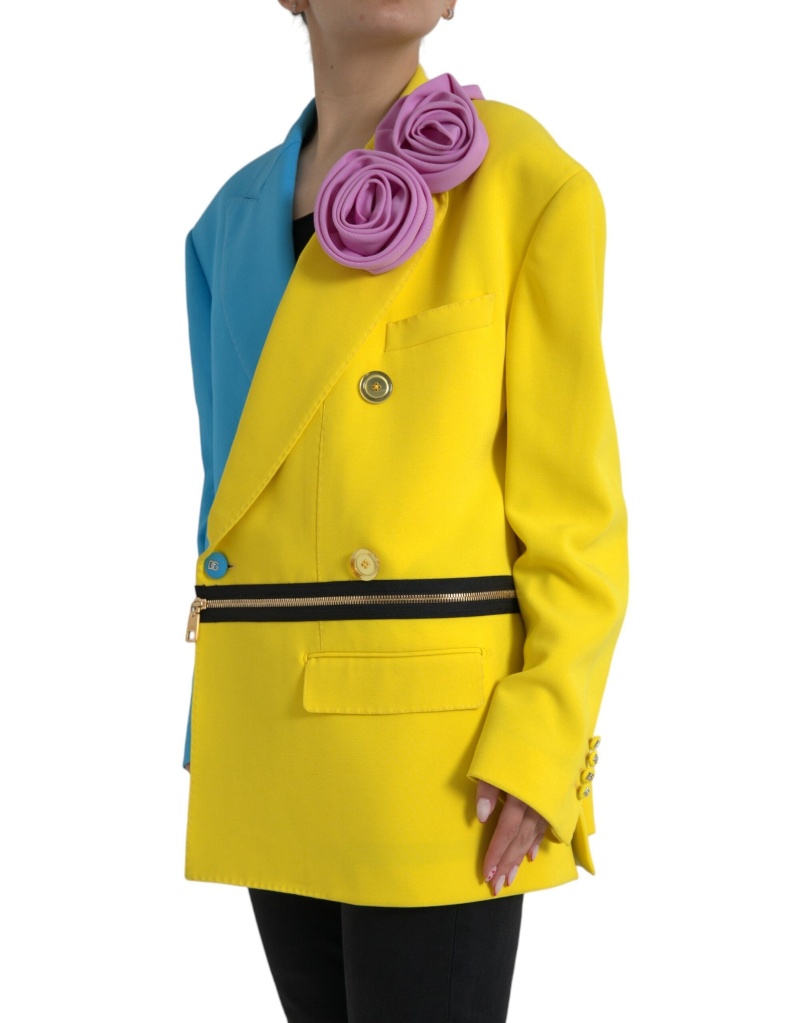 Dolce & Gabbana Multicolor Patchwork Floral Appliques Coat Jacket