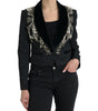 Dolce & Gabbana Black Crystal Embellished Overcoat Jacket