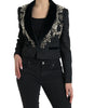 Dolce & Gabbana Black Crystal Embellished Overcoat Jacket