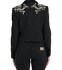 Dolce & Gabbana Black Crystal Embellished Overcoat Jacket