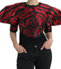 Dolce & Gabbana Black Red Patterned Cropped Coat Jacket