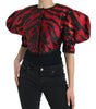 Dolce & Gabbana Black Red Patterned Cropped Coat Jacket