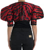 Dolce & Gabbana Black Red Patterned Cropped Coat Jacket