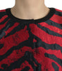 Dolce & Gabbana Black Red Patterned Cropped Coat Jacket