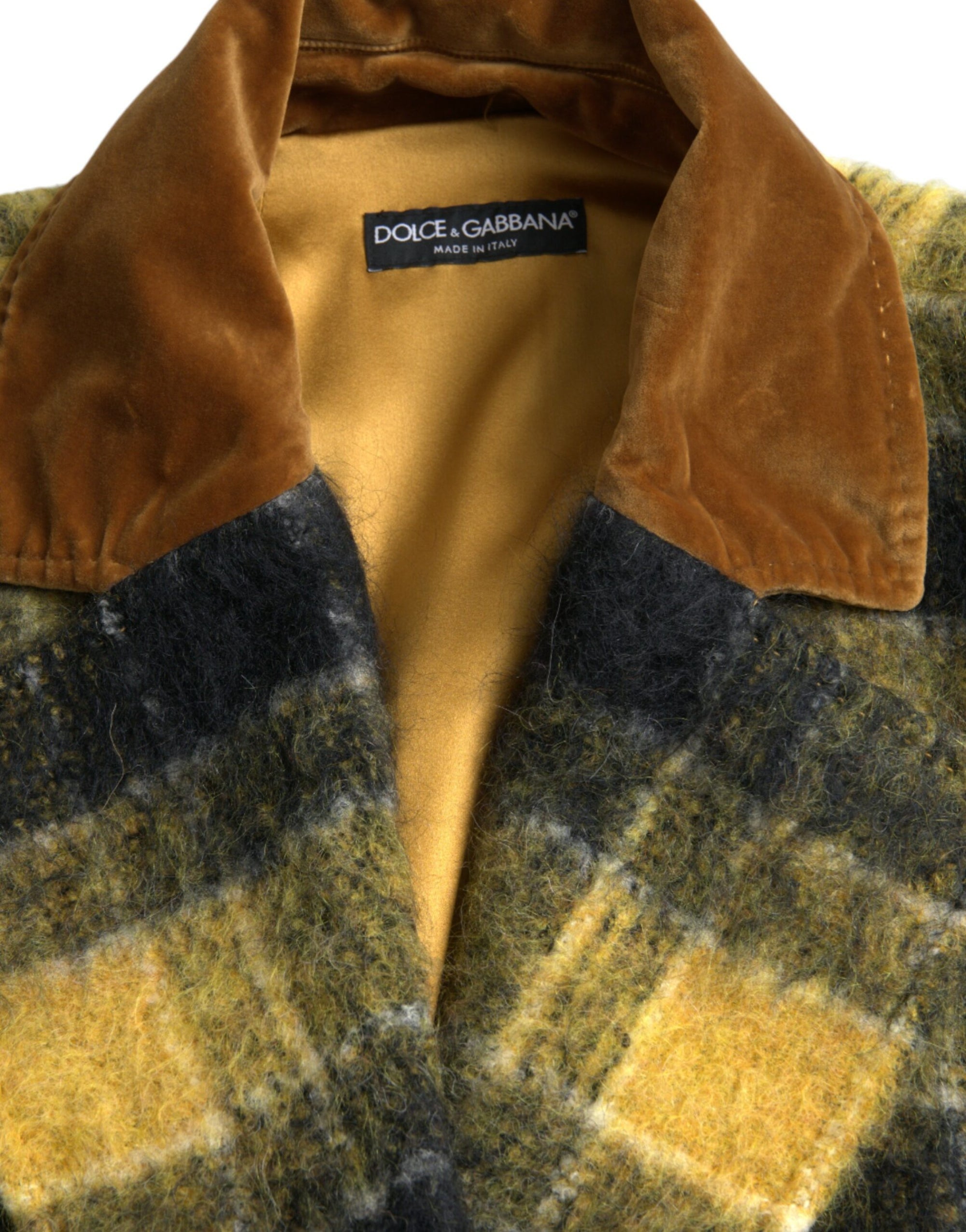 Dolce & Gabbana Yellow Checkered Long Sleeve Coat Jacket