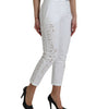 Dolce &amp; Gabbana Elegant White Tapered Mid Waist Pants