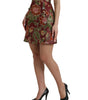 Dolce & Gabbana Maroon Floral Jacquard A-line Mini Skirt