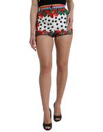 Mini-pantalon taille haute en soie multicolore Dolce & Gabbana
