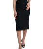 Dolce & Gabbana Black Wool High Waist Pencil Cut Midi Skirt