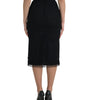 Dolce & Gabbana Black Wool High Waist Pencil Cut Midi Skirt
