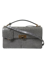 Balenciaga Gray Exotic Leather Medium Shoulder Hand Purse Bag