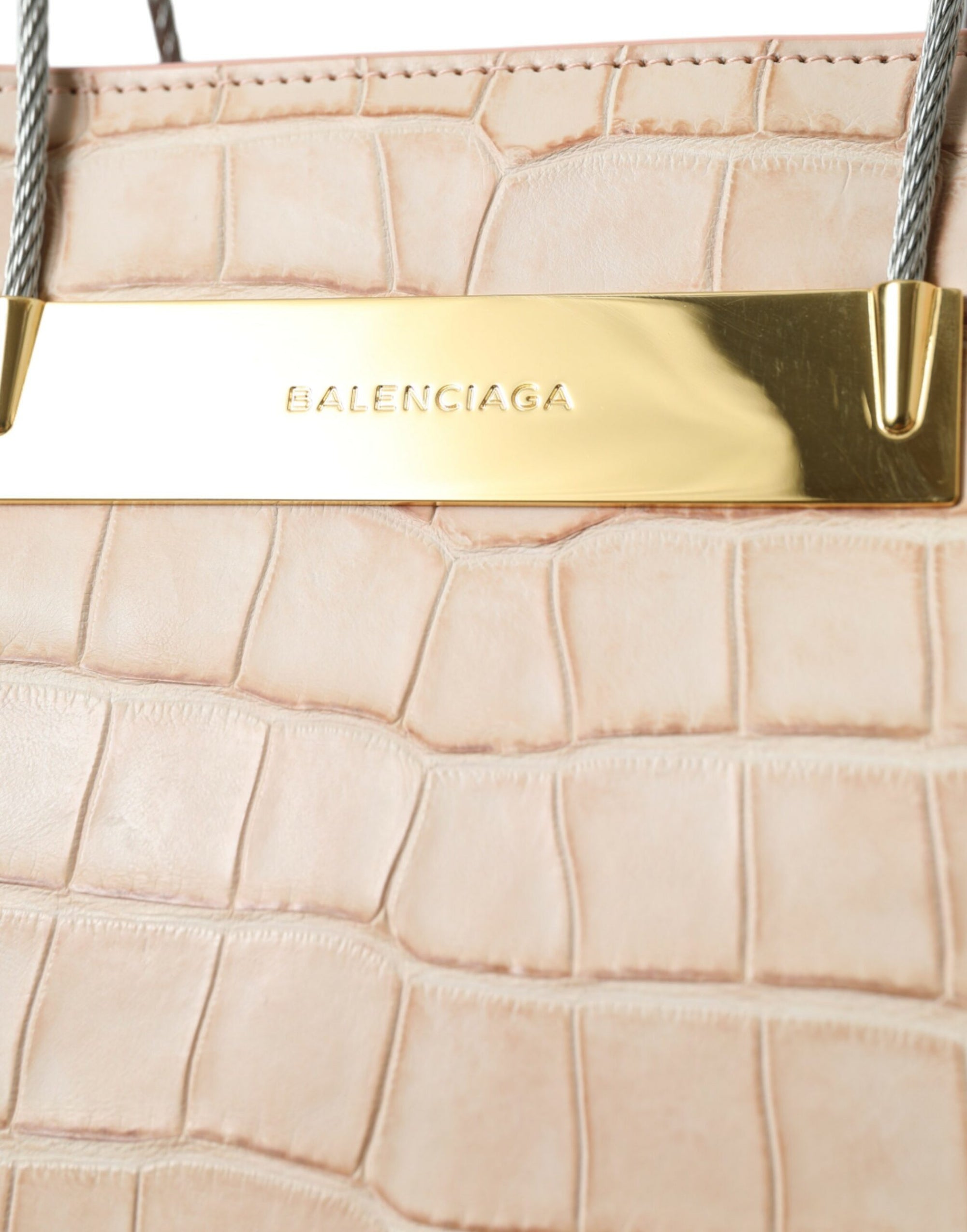 Sac cabas chic en cuir d'alligator rose Balenciaga