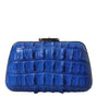 Balenciaga Blue Exotic Skin Leather Shoulder Crossbody Box Clutch Bag