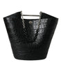 Balenciaga Black Exotic Skin Leather Maxi Bucket Tote Purse Bag
