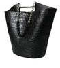 Balenciaga Black Exotic Skin Leather Maxi Bucket Tote Purse Bag