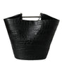Balenciaga Black Exotic Skin Leather Maxi Bucket Tote Purse Bag