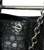 Balenciaga Black Exotic Skin Leather Maxi Bucket Tote Purse Bag