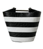 Balenciaga Black White Striped Exotic Skin Leather Maxi Bucket Tote Bag