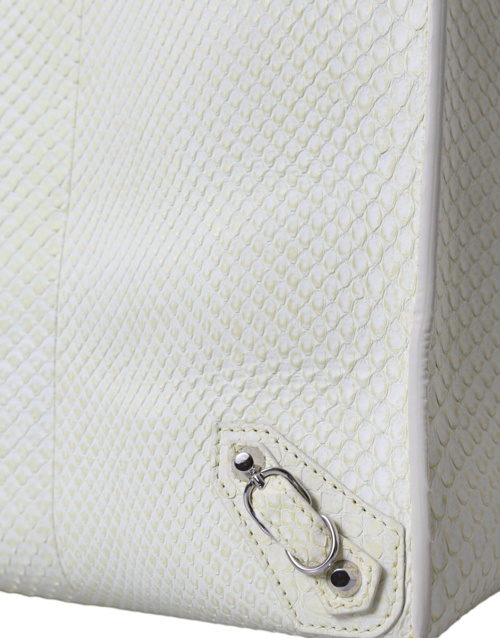Balenciaga White Yellow Exotic Skin Leather Shopping Tote PAPIER Bag