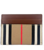 Burberry Sandon Tan Canvas Check Printed Leather Slim Card Case Wallet
