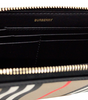 Burberry Ellerby Black Leather Icon Stripe Canvas Zip Around Continental Wallet