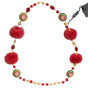Dolce & Gabbana Gold Brass Red Fur Crystal Carretto Chain Necklace