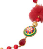 Dolce & Gabbana Gold Brass Red Fur Crystal Carretto Chain Necklace