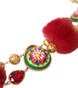 Dolce & Gabbana Gold Brass Red Fur Crystal Carretto Chain Necklace