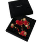 Dolce & Gabbana Gold Brass Red Fur Crystal Carretto Chain Necklace