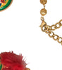 Dolce & Gabbana Gold Brass Red Fur Crystal Waist Torero Waist Belt