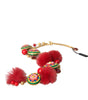 Dolce & Gabbana Gold Brass Red Fur Crystal Waist Torero Waist Belt