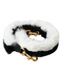 Dolce & Gabbana Black White Lapin Fur Accessory Shoulder Strap