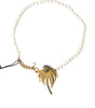 Dolce & Gabbana Gold Brass Crystal Pearl Tree Pendant Charm Necklace