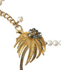 Dolce & Gabbana Gold Brass Crystal Pearl Tree Pendant Charm Necklace