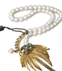 Dolce & Gabbana Gold Brass Crystal Pearl Tree Pendant Charm Necklace