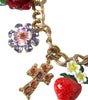 Dolce &amp; Gabbana Gold Chain Rose Cross Strawberry Star Pendant Necklace