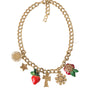 Dolce &amp; Gabbana Gold Chain Rose Cross Strawberry Star Pendant Necklace