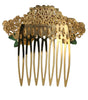 Dolce & Gabbana Gold Brass Crystal Leopard Floral Hair Comb