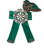 Dolce & Gabbana Green Satin Bird Crystal Women Hair Clip