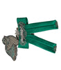 Dolce & Gabbana Green Satin Bird Crystal Women Hair Clip