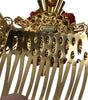 Dolce & Gabbana Gold Brass Crystal Heart Floral Hair Comb