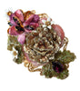Dolce & Gabbana Gold Brass Floral Crystal Sequined Hair Clip