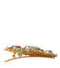 Dolce & Gabbana Gold Brass Floral Crystal Sequined Hair Clip
