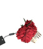 Dolce & Gabbana Red Silk Floral Gold Brass Women Hair Comb