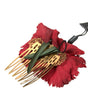 Dolce & Gabbana Red Silk Floral Gold Brass Women Hair Comb