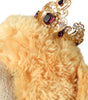 Dolce & Gabbana Brown Teddy Bear Gold Crystal Crown Hair Band Diadem