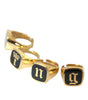 Dolce & Gabbana Gold Brass KING Enamel Set of 4 Ring
