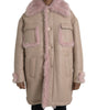 Dolce & Gabbana Beige Pink Lamb Leather Shearling Coat Jacket